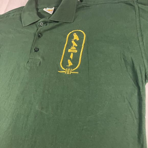 Darwish Green Polo Shirt XL Egyptian Cotton Embroidered Hieroglyphs - Picture 8 of 12
